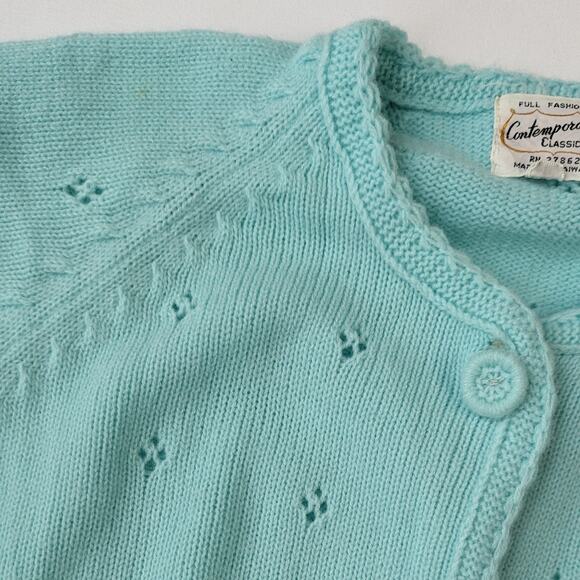 Vintage Robin's Egg Knit Cardigan - Picture 4 of 8